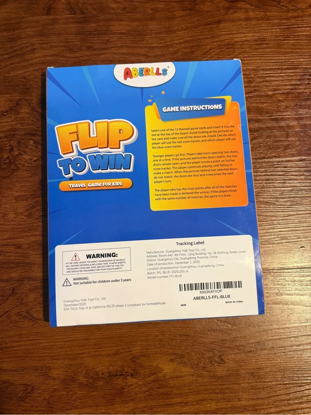 Flip To Win Travel Game for Kids - Blue